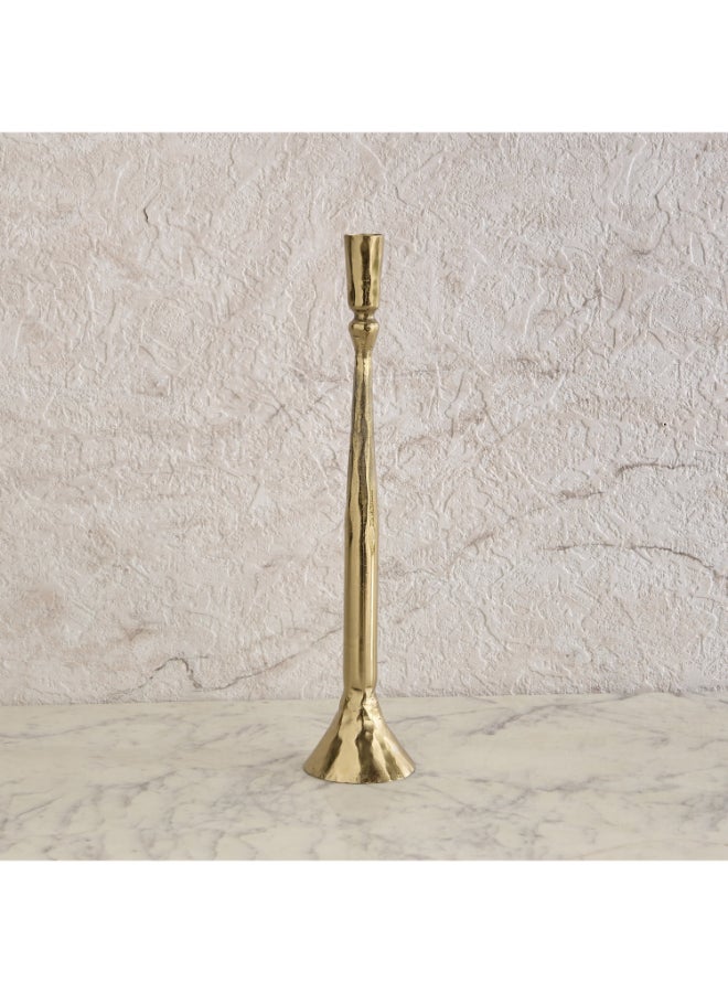 Home Box Aluminium Textured Taper Candleholder - Gold - Image 2